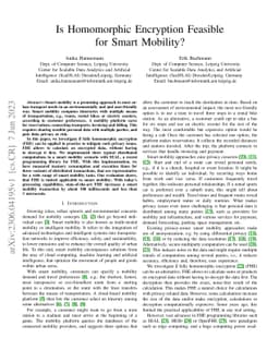 Is Homomorphic Encryption Feasible for Smart Mobility?
