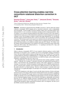 Cross-attention learning enables real-time nonuniform rotational
  distortion correction in OCT