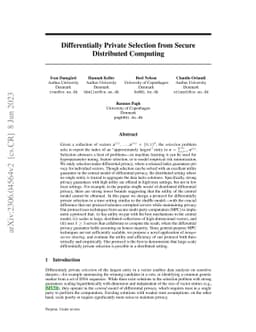 Differentially Private Selection from Secure Distributed Computing
