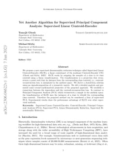 Yet Another Algorithm for Supervised Principal Component Analysis:
  Supervised Linear Centroid-Encoder