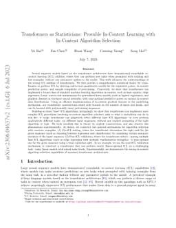 Transformers as Statisticians: Provable In-Context Learning with
  In-Context Algorithm Selection