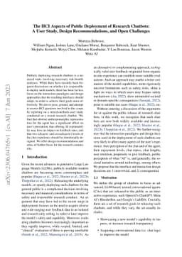 The HCI Aspects of Public Deployment of Research Chatbots: A User Study,
  Design Recommendations, and Open Challenges