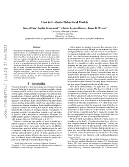How to Evaluate Behavioral Models