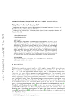 Multivariate two-sample test statistics based on data depth