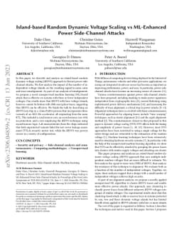 Island-based Random Dynamic Voltage Scaling vs ML-Enhanced Power
  Side-Channel Attacks