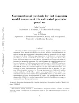 Computational methods for fast Bayesian model assessment via calibrated
  posterior p-values