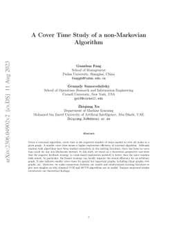 A Cover Time Study of a non-Markovian Algorithm