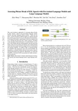 Assessing Phrase Break of ESL Speech with Pre-trained Language Models
  and Large Language Models