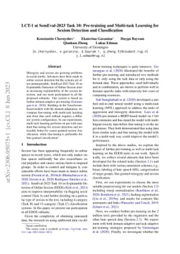 LCT-1 at SemEval-2023 Task 10: Pre-training and Multi-task Learning for
  Sexism Detection and Classification