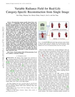 Variable Radiance Field for Real-World Category-Specific Reconstruction from Single Image