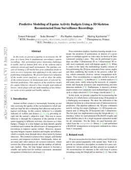 Predictive Modeling of Equine Activity Budgets Using a 3D Skeleton
  Reconstructed from Surveillance Recordings