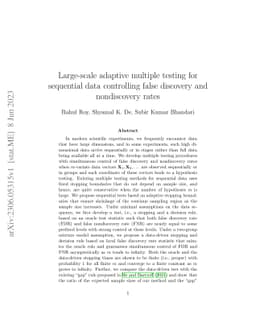 Large-scale adaptive multiple testing for sequential data controlling
  false discovery and nondiscovery rates