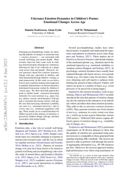 Utterance Emotion Dynamics in Children's Poems: Emotional Changes Across
  Age