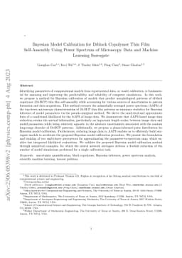 Bayesian model calibration for diblock copolymer thin film self-assembly
  using power spectrum of microscopy data and machine learning surrogate