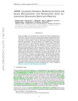 ADDP: Learning General Representations for Image Recognition and
  Generation with Alternating Denoising Diffusion Process