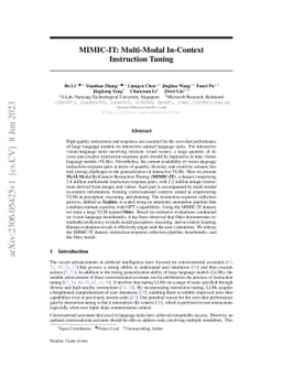MIMIC-IT: Multi-Modal In-Context Instruction Tuning