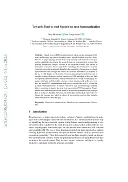 Towards End-to-end Speech-to-text Summarization
