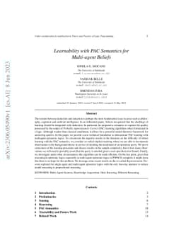 Learnability with PAC Semantics for Multi-agent Beliefs