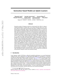 Instruction Tuned Models are Quick Learners