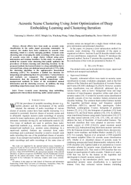 Acoustic Scene Clustering Using Joint Optimization of Deep Embedding
  Learning and Clustering Iteration