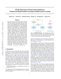 On the Importance of Feature Decorrelation for Unsupervised
  Representation Learning in Reinforcement Learning