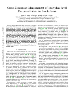 Cross-Consensus Measurement of Individual-level Decentralization in
  Blockchains