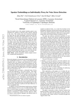 Speaker Embeddings as Individuality Proxy for Voice Stress Detection