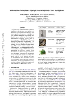 Semantically-Prompted Language Models Improve Visual Descriptions