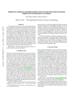 Improving Fairness and Robustness in End-to-End Speech Recognition
  through unsupervised clustering