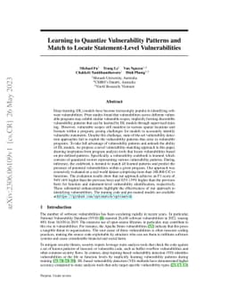 Learning to Quantize Vulnerability Patterns and Match to Locate
  Statement-Level Vulnerabilities