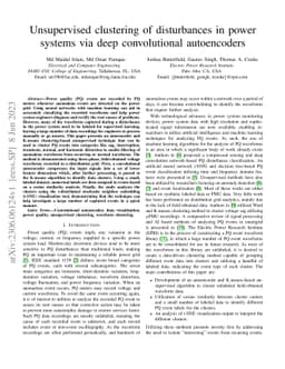 Unsupervised clustering of disturbances in power systems via deep
  convolutional autoencoders