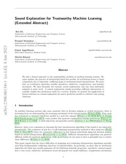 Sound Explanation for Trustworthy Machine Learning