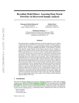 Revealing Model Biases: Assessing Deep Neural Networks via Recovered
  Sample Analysis