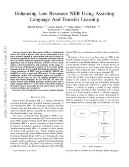 Enhancing Low Resource NER Using Assisting Language And Transfer
  Learning