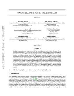 Online learning for X-ray, CT or MRI