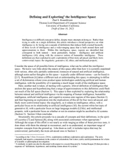 Defining and Explorting the Intelligence Space