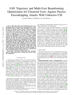UAV Trajectory and Multi-User Beamforming Optimization for Clustered
  Users Against Passive Eavesdropping Attacks With Unknown CSI