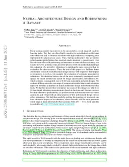 Neural Architecture Design and Robustness: A Dataset