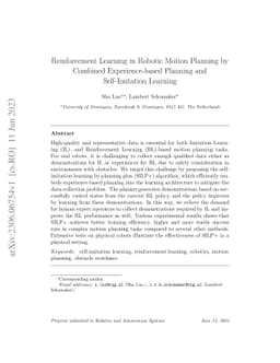 Reinforcement Learning in Robotic Motion Planning by Combined
  Experience-based Planning and Self-Imitation Learning