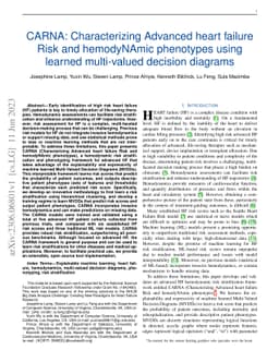 CARNA: Characterizing Advanced heart failure Risk and hemodyNAmic
  phenotypes using learned multi-valued decision diagrams