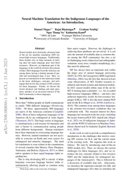 Neural Machine Translation for the Indigenous Languages of the Americas:
  An Introduction