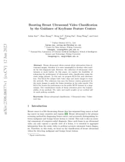 Boosting Breast Ultrasound Video Classification by the Guidance of
  Keyframe Feature Centers