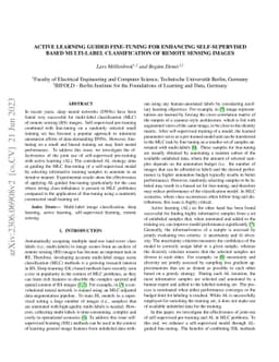Active Learning Guided Fine-Tuning for enhancing Self-Supervised Based
  Multi-Label Classification of Remote Sensing Images