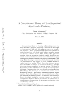 A Computational Theory and Semi-Supervised Algorithm for Clustering