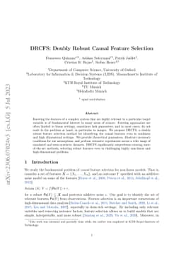DRCFS: Doubly Robust Causal Feature Selection