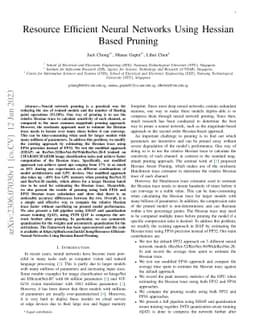 Resource Efficient Neural Networks Using Hessian Based Pruning