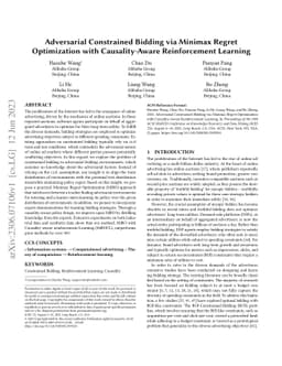 Adversarial Constrained Bidding via Minimax Regret Optimization with
  Causality-Aware Reinforcement Learning
