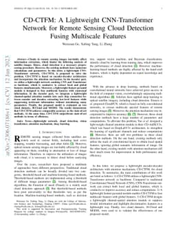 CD-CTFM: A Lightweight CNN-Transformer Network for Remote Sensing Cloud
  Detection Fusing Multiscale Features