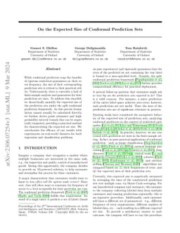 On the Expected Size of Conformal Prediction Sets