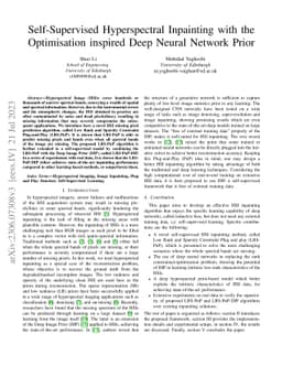 Self-Supervised Hyperspectral Inpainting with the Optimisation inspired
  Deep Neural Network Prior